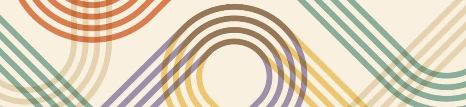 Motif abstrait rétro composé de lignes courbes multicolores sur fond beige